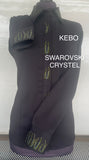 BLUSE MIT DURCHGEHENDEM REISSVERSCHLUSS  Lycra    SCHWARZ  SWAROVSKI  KRISTALL