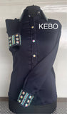 BLUSE MIT DURCHGEHENDEM REISSVERSCHLUSS  Lycra    D. BLAU