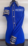 BLUSE MIT DURCHGEHENDEM REISSVERSCHLUSS  Lycra    KOBALT