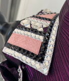 HAND MADE SHOW Bluse  Metallic-Struktur, Stretch    Bordeauxrot