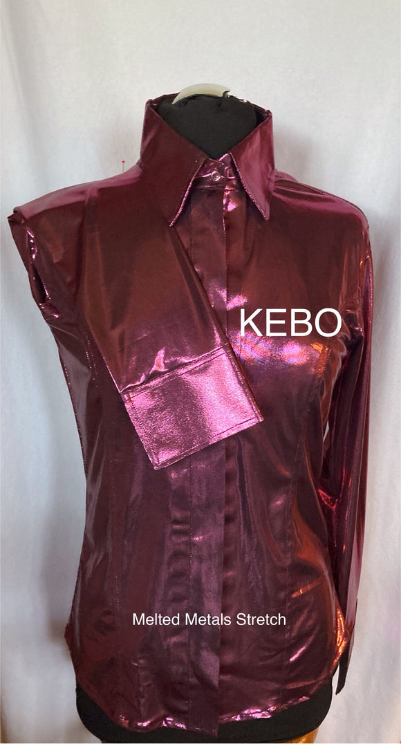 FULL  ZIPPER  BLouse  Melted Metals Stretch