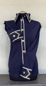 FULL ZIPPER BLUSE Lycra Dunkelblau