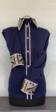 FULL ZIPPER BLouse Lycra. Dunkelblau