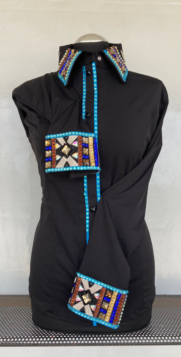FULL ZIPPER BLUSE Lycra Schwarz