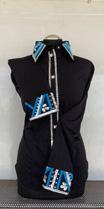 FULL ZIPPER BLouse Lycra. Schwarz