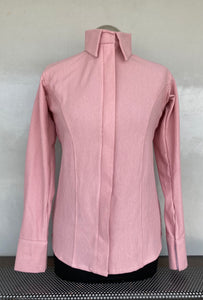 FULL ZIPPER BLUSE Geripptes Elasthan.   Rose
