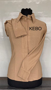 FULL ZIPPER BLUSE Neu Lycra Beige