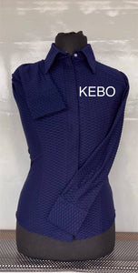 FULL ZIPPER BLouse Neu Lycra D.Blau
