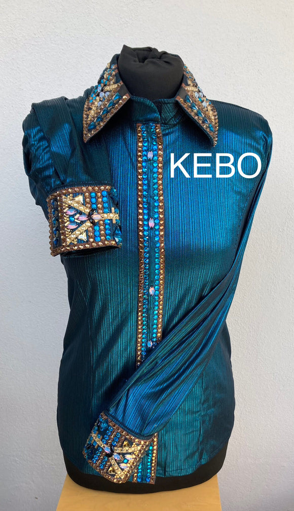 HAND MADE SHOW Bluse Metallic Textur Stretch