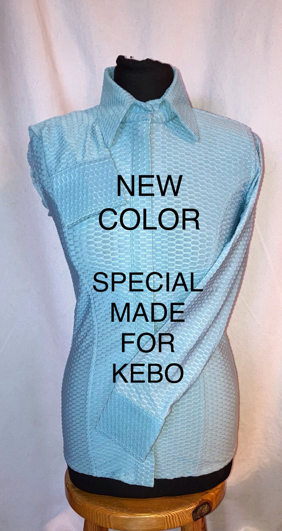 FULL ZIPPER BLouse Neu Lycra Hellblau