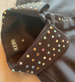 FULL ZIPPER BLOUSE, Lycra, BLACK