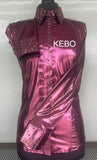 FULL ZIPPER BLouse Melted Metals Stretch