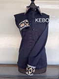 FULL ZIPPER BLOUSE Lycra D. BLUE
