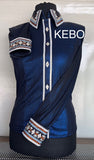 HAND MADE SHOW Blouse  Metallic Texture Stretch  Dark Blue