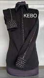 FULL ZIPPER BLOUSE, Lycra, BLACK
