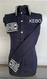 FULL ZIPPER BLOUSE LYCRA. NAVY