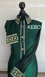HAND MADE SHOW Blouse  Metallic Texture Stretch   Green