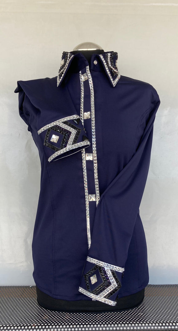 FULL ZIPPER BLouse Lycra Dark Blue