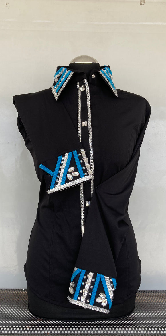FULL ZIPPER BLouse Lycra. Black