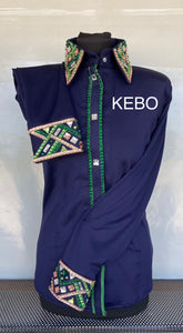 HAND MADE SHOW Blouse new Lycra D . Blue