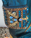 HAND MADE SHOW Blouse Metallic Texture Stretch