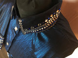 HAND MADE SHOW Blouse Metallic Texture Stretch