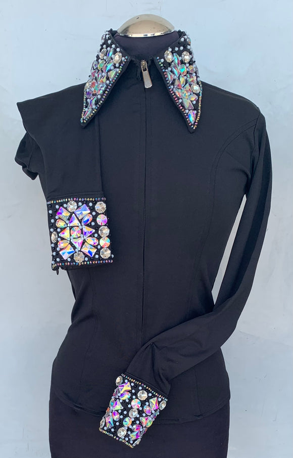 FULL ZIPPER SHIRT with ornaments on collar and cuffs