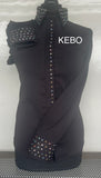 FULL  ZIPPER  BLouse  Lycra   ZWART