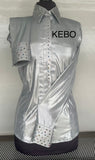 FULL  ZIPPER  BLouse  Melted Metals Stretch