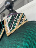 HAND MADE SHOW Blouse  Metallic Texture Stretch  Groen