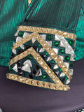 HAND MADE SHOW Blouse  Metallic Texture Stretch  Groen
