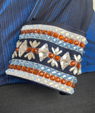 HAND MADE SHOW Blouse  Metallic Texture Stretch  D.Blue