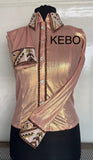 HAND MADE SHOW Blouse  Metallic Texture Stretch BEIGE