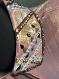HAND MADE SHOW Blouse  Metallic Texture Stretch BEIGE