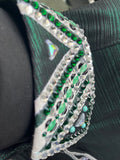 HAND MADE SHOW Blouse  Metallic Texture Stretch  Groen