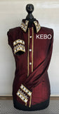 HAND MADE SHOW Blouse  Metallic Texture Stretch  Donker   Rood