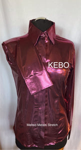 FULL  ZIPPER  BLouse  Melted Metals Stretch