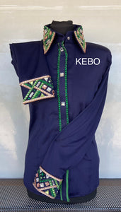 HAND MADE SHOW Blouse nieuw Lycra  D . Blauw