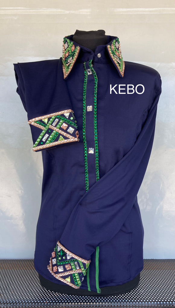 HAND MADE SHOW Blouse nieuw Lycra  D . Blauw