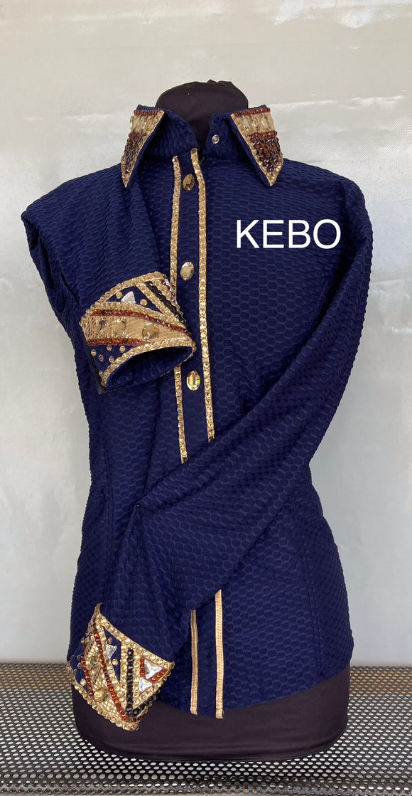 HAND MADE SHOW Blouse nieuwe Lycra D.Blauw