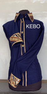 HAND MADE SHOW Blouse nieuwe Lycra D.Blauw