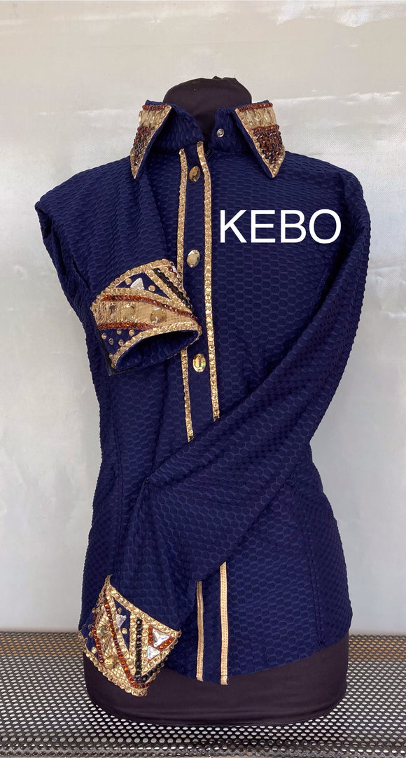 HAND MADE SHOW Blouse nieuwe Lycra D.Blauw