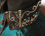 HAND MADE SHOW Blouse  Metallic Texture Stretch